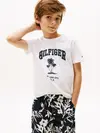 Tommy Hilfiger HILFIGER PALM PRINT, YBR Beyaz Erkek Çocuk T-Shirt & Polo