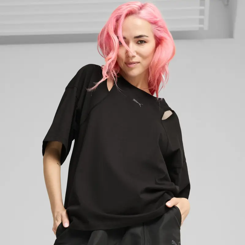 Puma DARE TO Oversized Cutout Tee Siyah Kadın T-Shirt