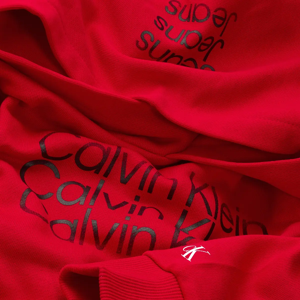 Calvin Klein INST. CUT OFF LOGO Erkek Kırmızı Hoodie