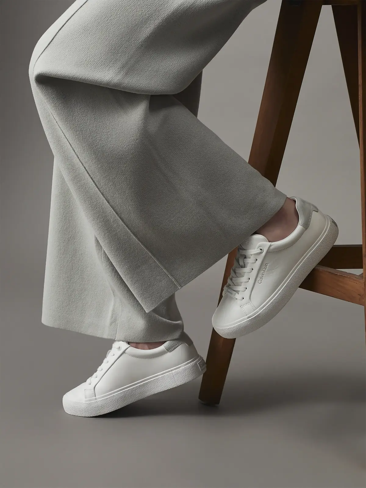 Calvin Klein VULC LACE UP TEXTURE, 02U Beyaz Kadın Spor Ayakkabı & Sneaker