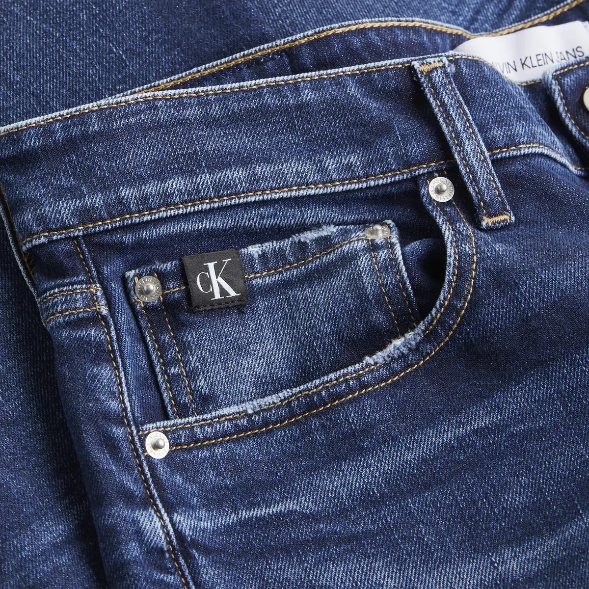 Calvin Klein SLIM TAPER Erkek mavi Kot Pantolon