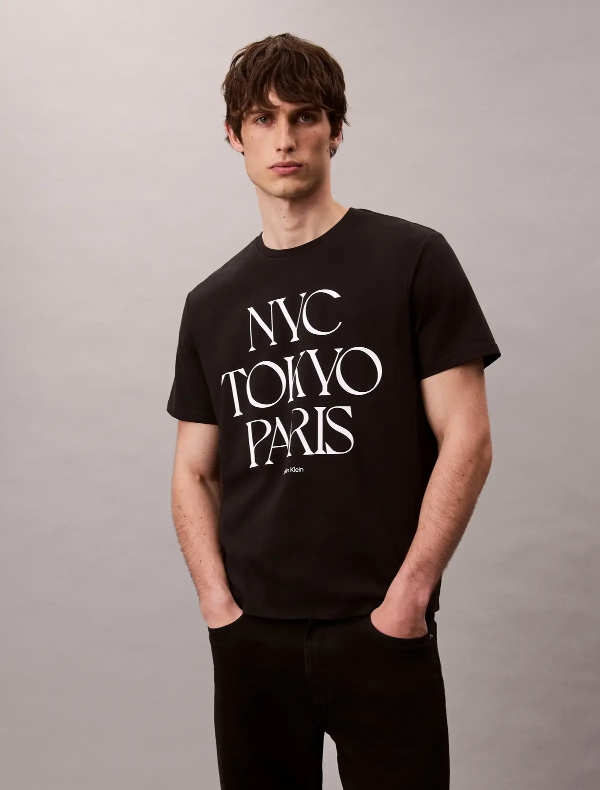 Calvin Klein SS 20S TC FLAGSHIP C, UB1 Siyah Erkek T-Shirt