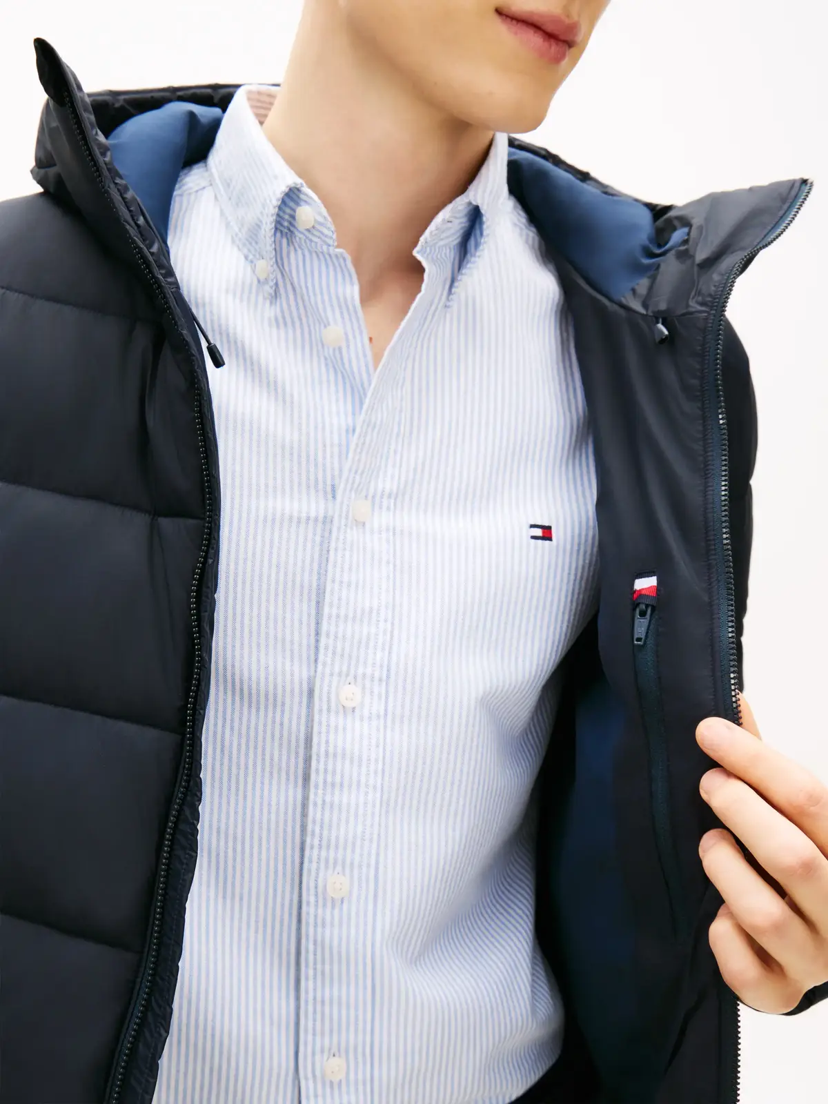 Tommy Hilfiger MID WEIGHT HOODED JA, DW5 Lacivert Erkek Mont