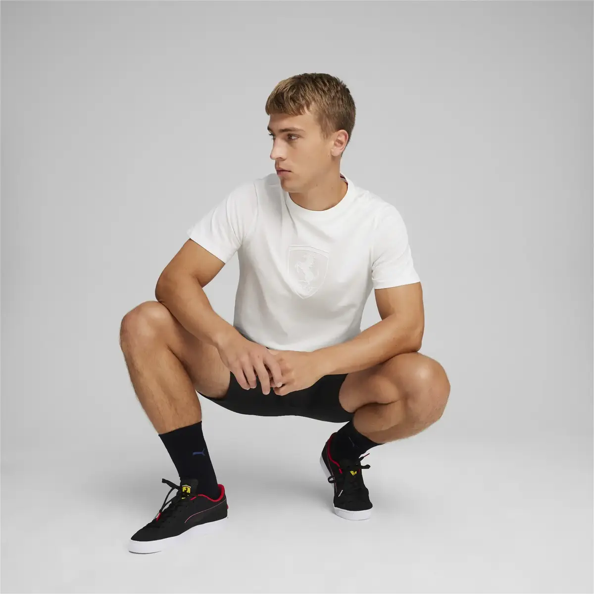Puma Ferrari Race Big Shld Tonal Beyaz Erkek T-Shirt