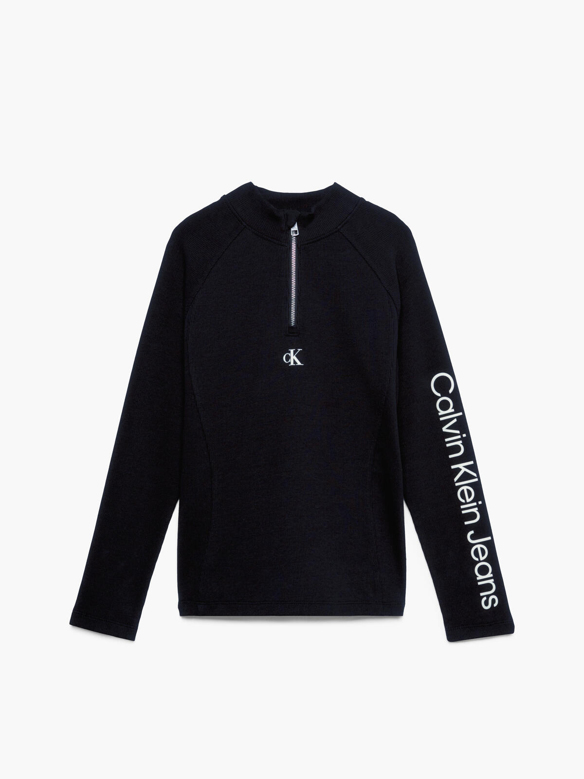 Calvin Klein HERO LOGO RIB ZIP UP Kadın Siyah T-Shirt