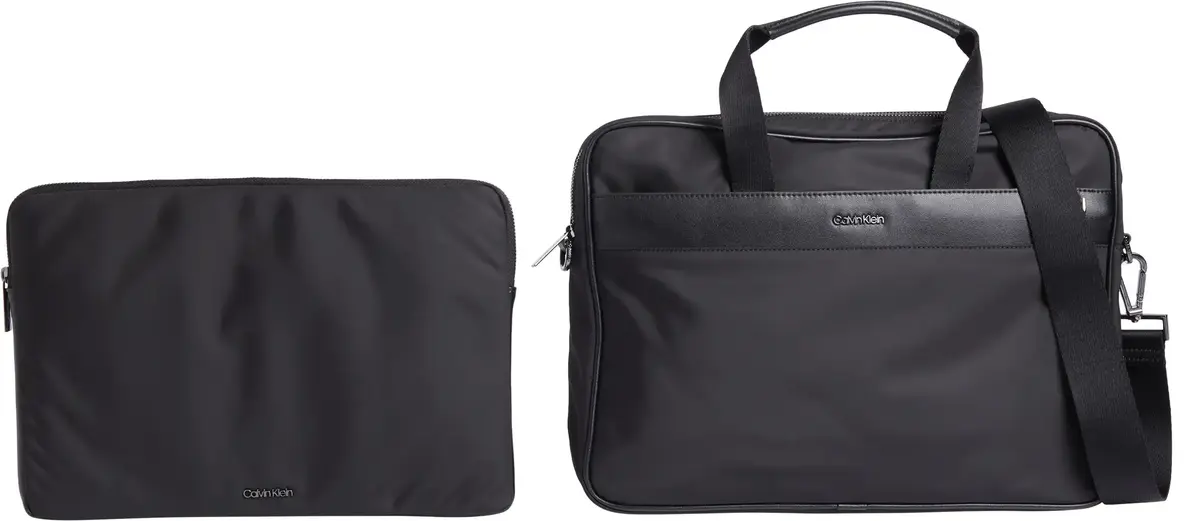 Calvin Klein  CK EST. NYLON LAPTOP Erkek Siyah Omuz Çanta