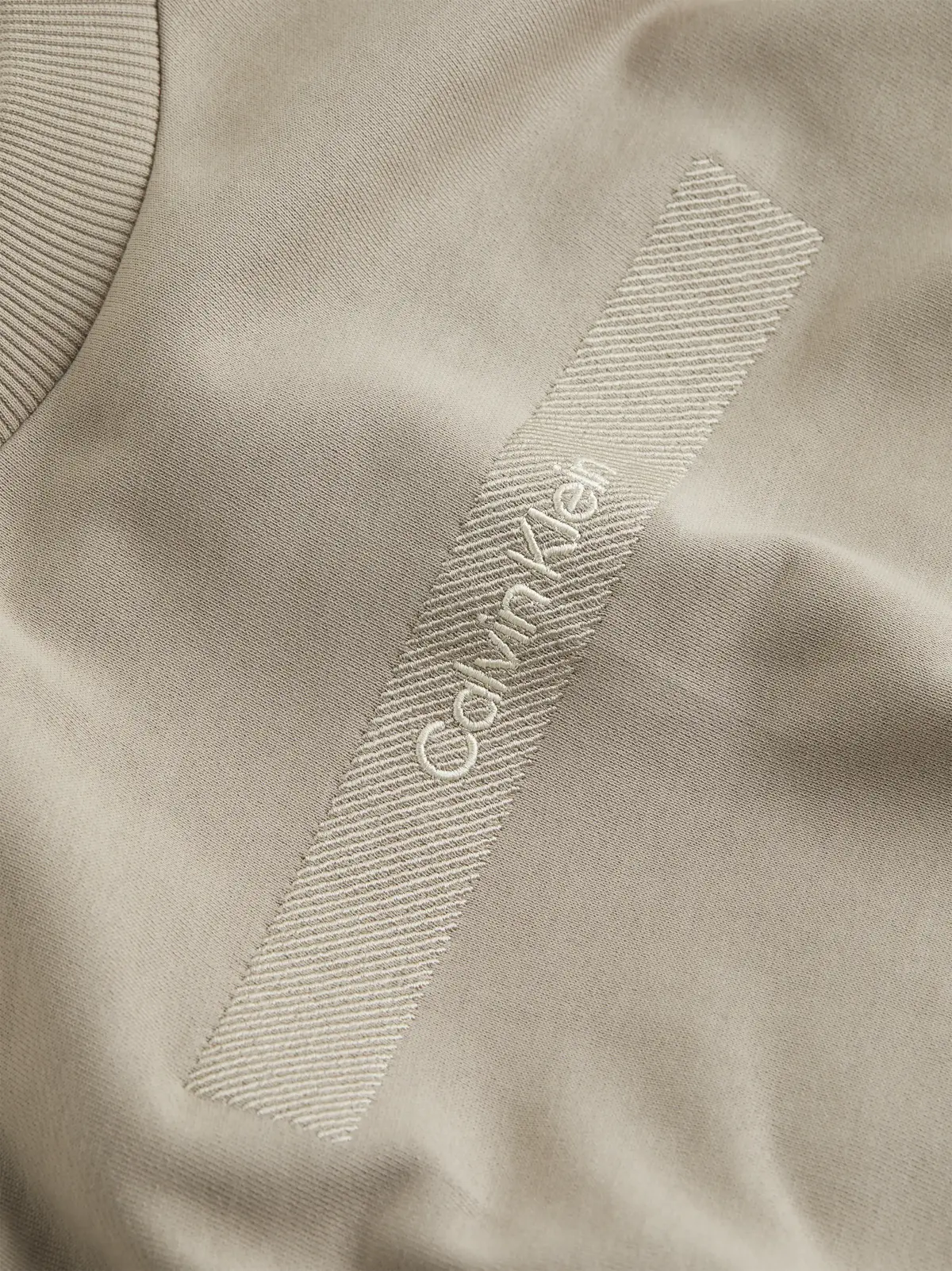 Calvin Klein STRUCTURED EMBROIDER, RAJ Bej Erkek Sweatshirt
