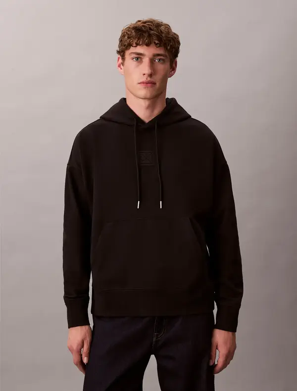 Calvin Klein PREMIUM TERRY CK Siyah Erkek Kapüşonlu Sweatshirt
