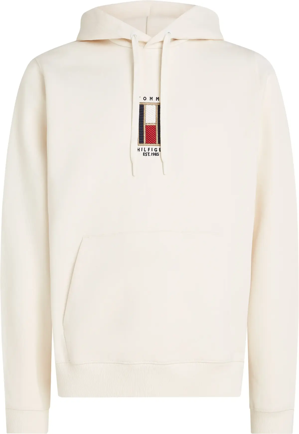 Tommy Hilfiger VERTICAL FLAG HOODY Erkek Krem  Sweatshirt