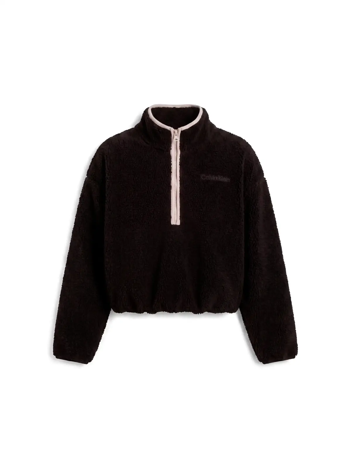 Calvin Klein SHERPA 1/4 ZIP CONTR, UB1 Siyah Kadın Sweatshirt