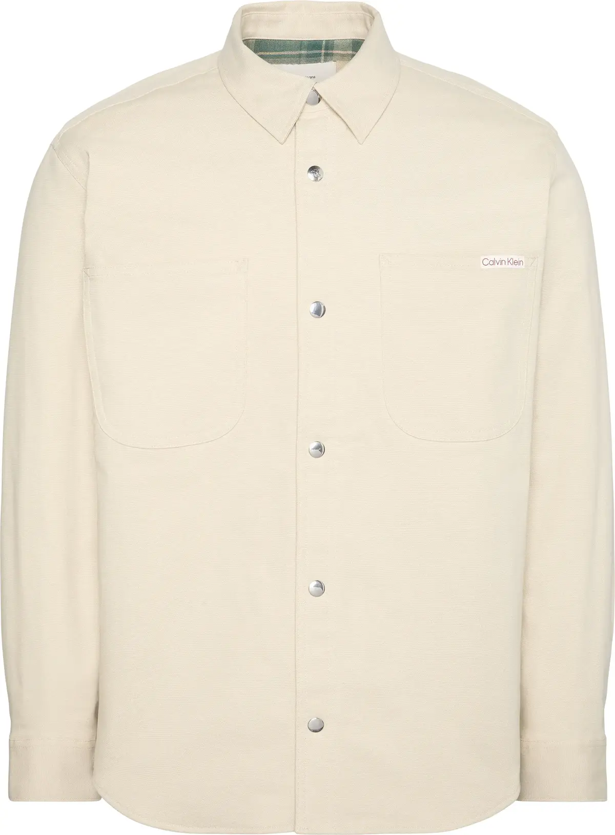 Calvin Klein LS MATTY CANVAS RLXD FLANNEL LIN Erkek Krem Gömlek