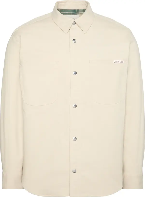 Calvin Klein LS MATTY CANVAS RLXD FLANNEL LIN Erkek Krem Gömlek