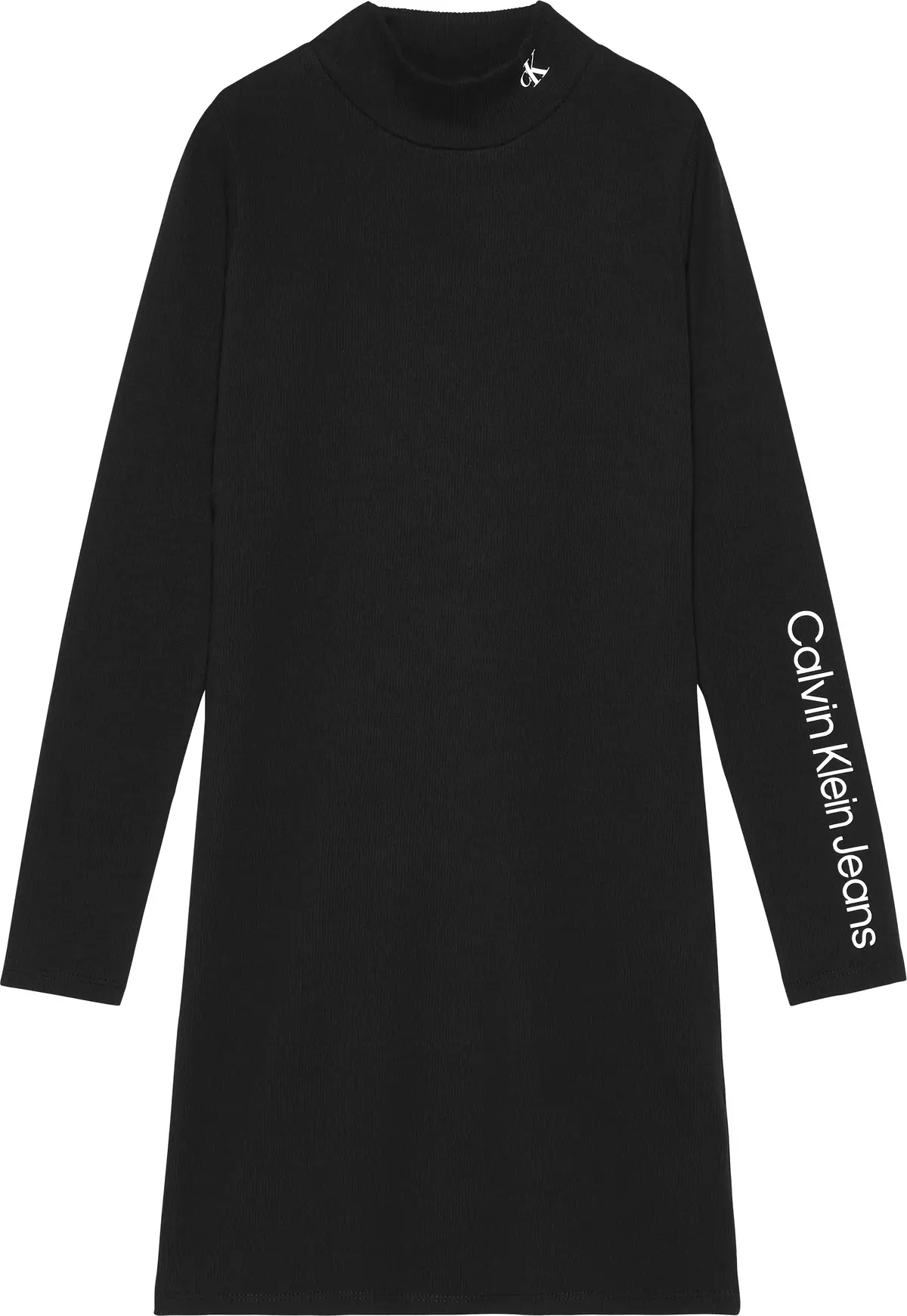 Calvin Klein MOCK NECK RIB DRESS Kadın Siyah Elbise