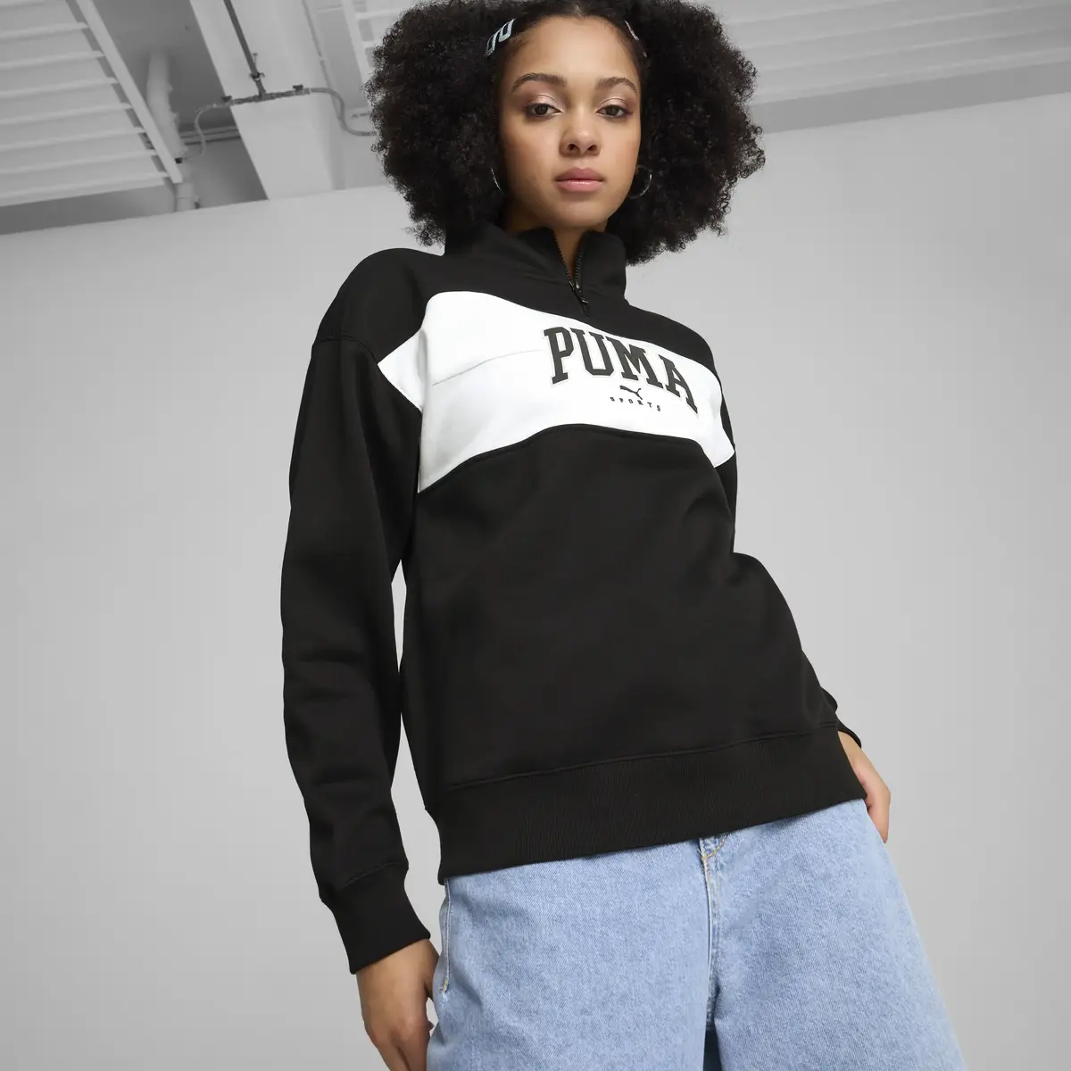 Puma PUMA SQUAD Half-Zip FL Siyah Kadın Sweatshirt