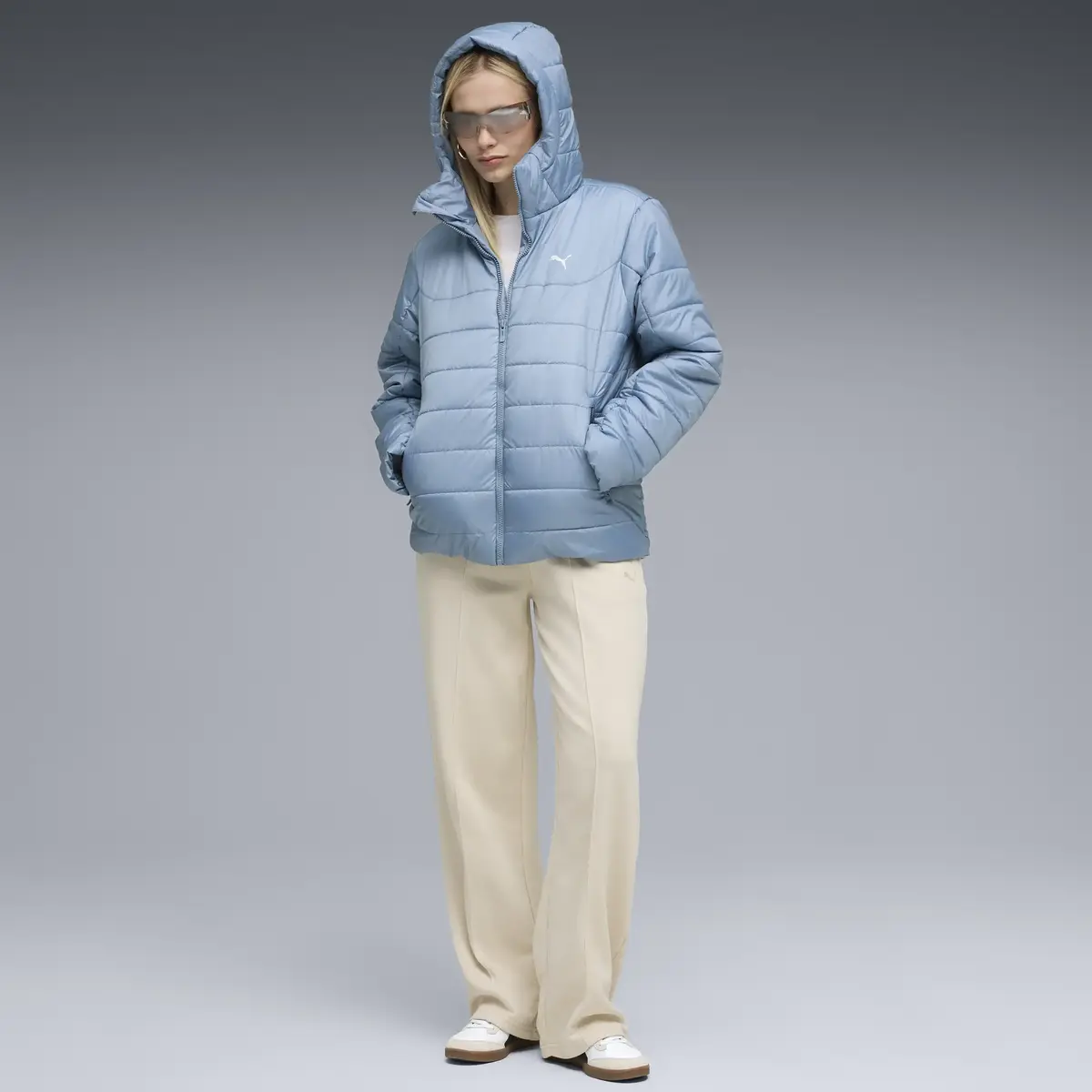 Puma ESS Hooded Padded Jacket Mavi Kadın Sweatshirt