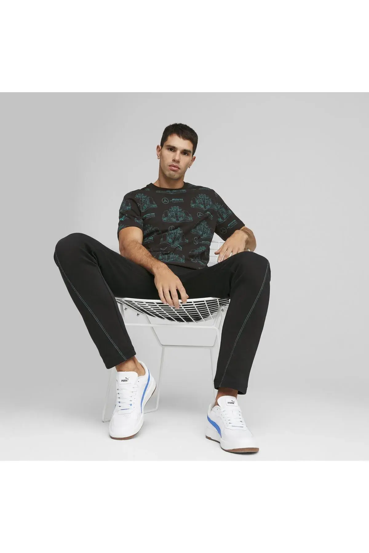 Puma MAPF1 AOP Logo Tee Siyah Erkek T-Shirt