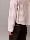 Calvin Klein YD STRIPE BOXY CROPPED SHIRT Bej Kadın Tişört