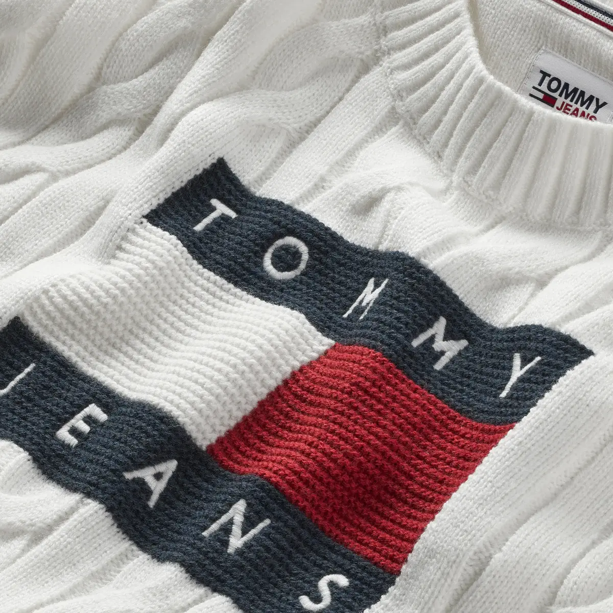 Tommy Hilfiger TJW BXY CENTER FLAG Kadın Krem Kazak