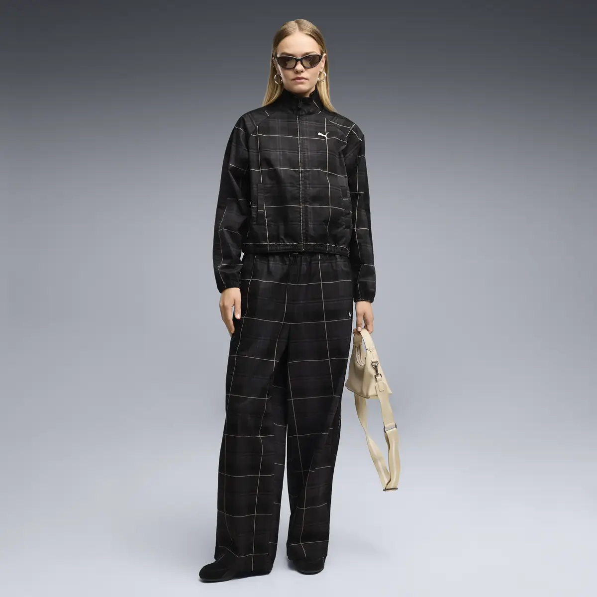 Puma T7 Tartan Woven Jacket Siyah Kadın Ceket