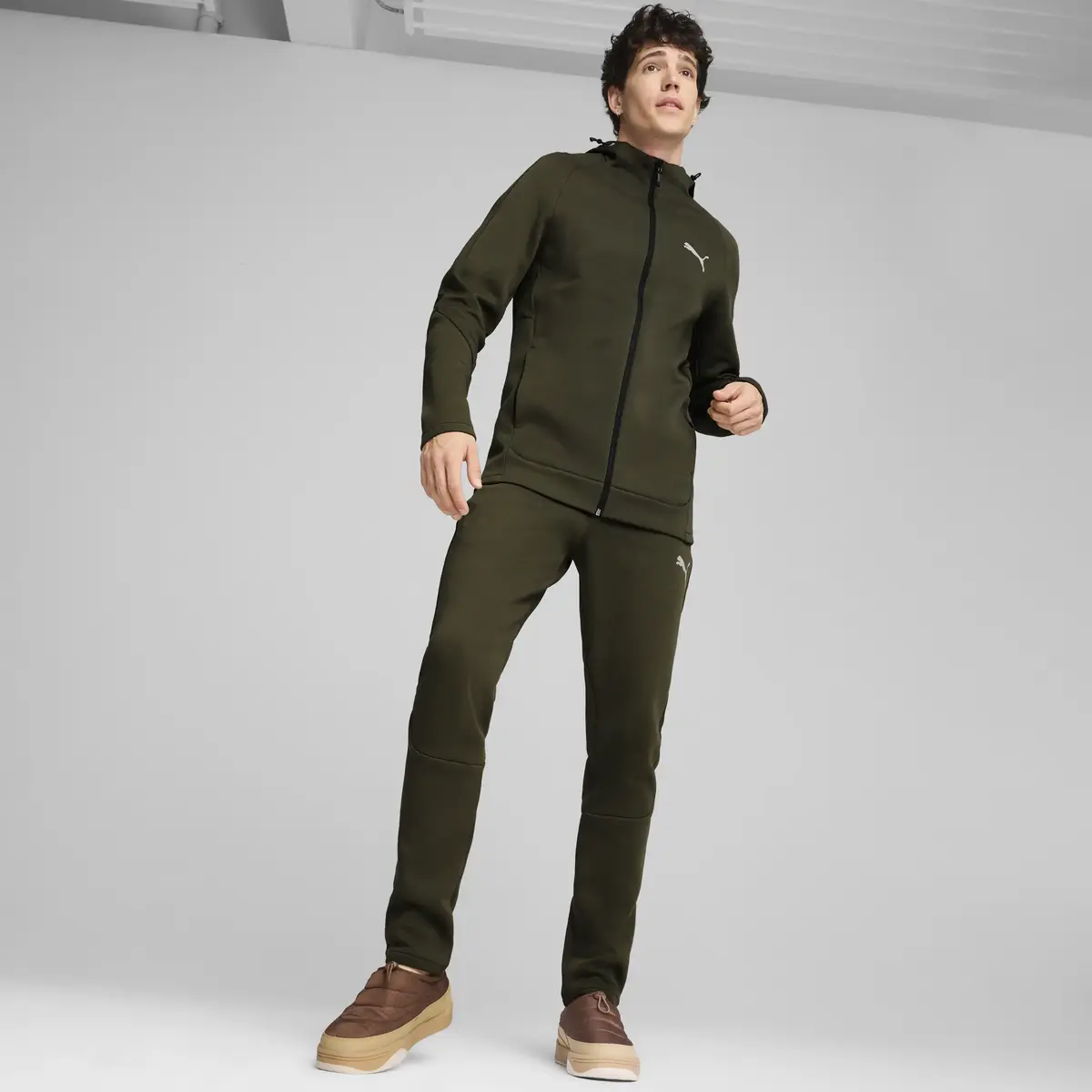 Puma EVOSTRIPE Full-Zip Hoodie Yeşil Erkek Sweatshirt
