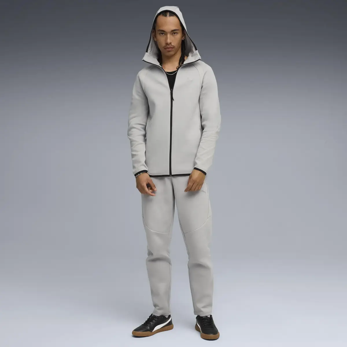 Puma EVOSTRIPE FZ Hoodie DK Gri Erkek Fermuarlı Üst