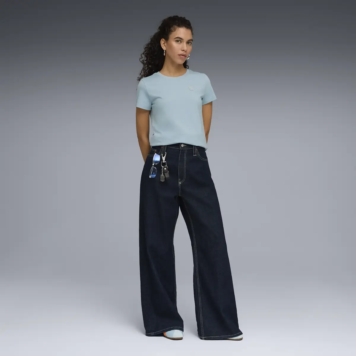 Puma ESS ELEVATED Tee TK W Turkuaz Kadın T-Shirt