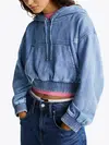 Tommy Hilfiger TJW DENIM CROPPED HO, 1A4 Mavi Kadın Sweatshirt
