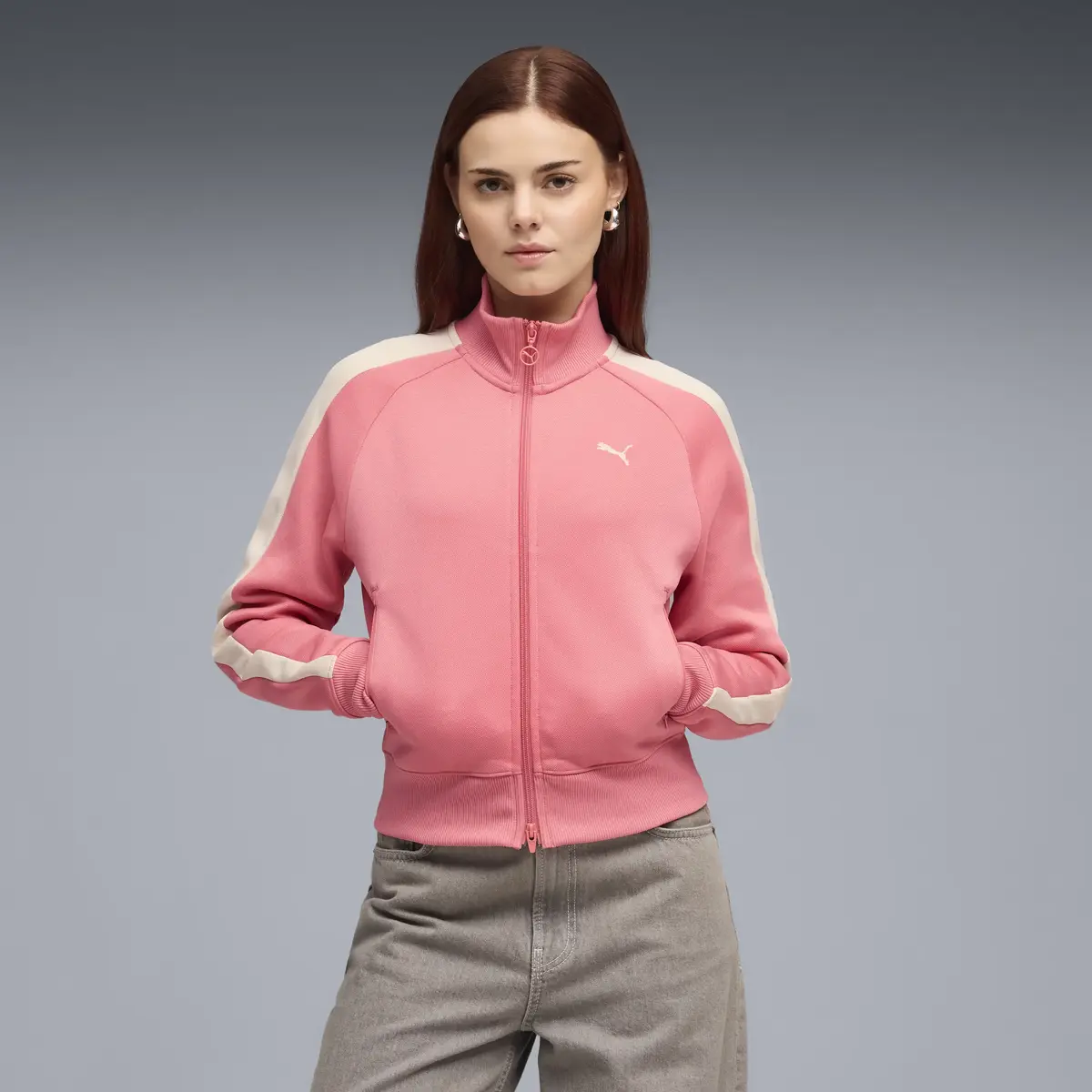 Puma T7 Jacket Pembe Kadın Fermuarlı Üst