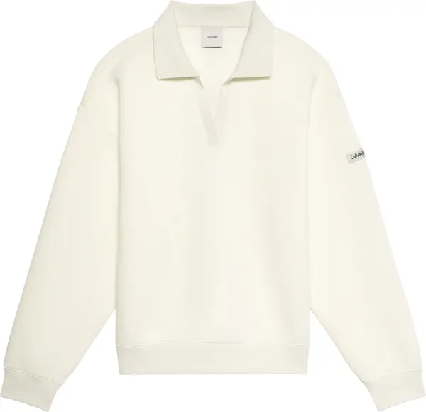 Calvin Klein LS SCUBA OVERSIZED POLO TOP Kadın Krem Polo Sweatshirt