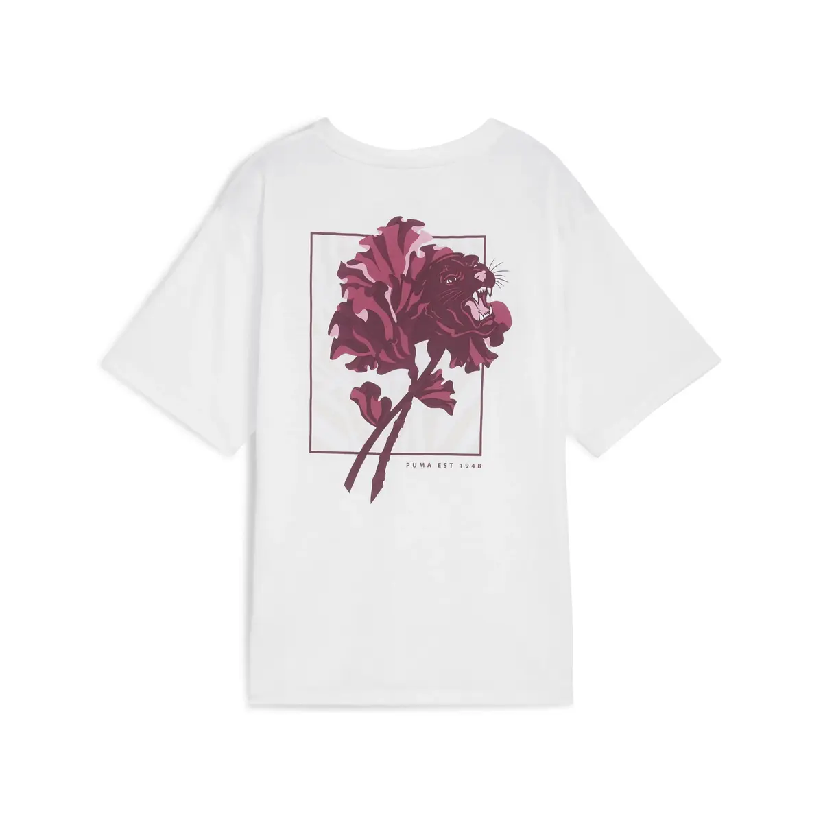 Puma W FLORAL CAT GRAPHIC TEE Beyaz Kadın T-Shirt
