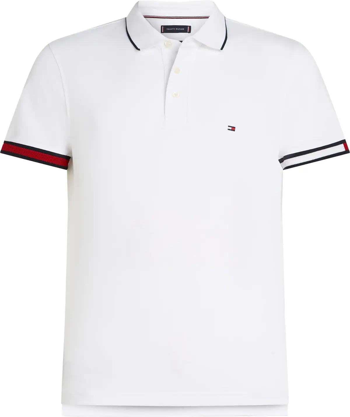 Tommy Hilfiger FLAG CUFF SLIM FIT P, YBR Beyaz Erkek T-Shirt & Polo