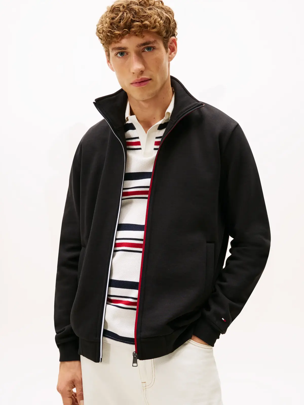 Tommy Hilfiger GLOBAL STRIPE ZIP TH, BDS Siyah Erkek Sweatshirt