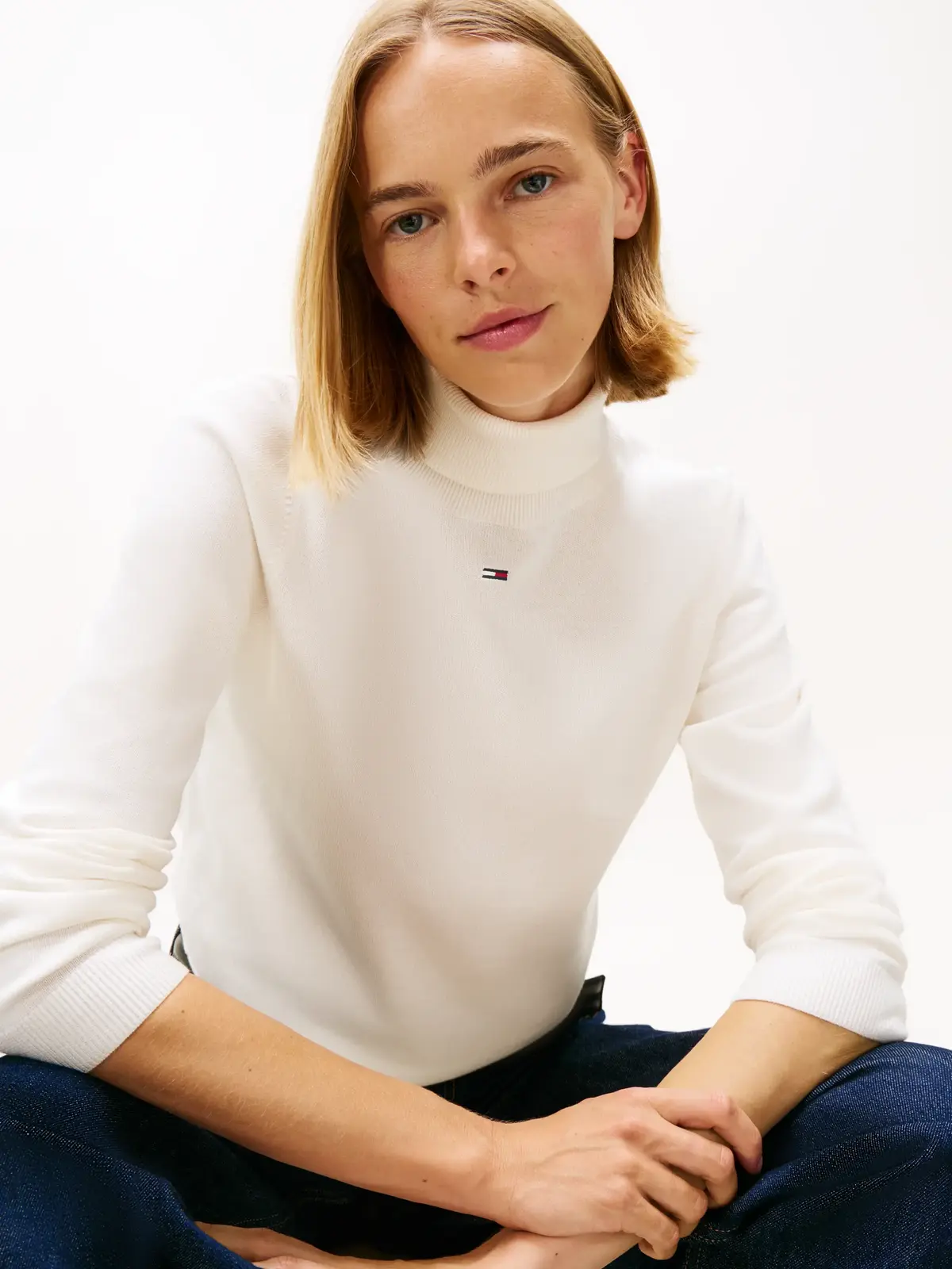 Tommy Hilfiger TJW ESSENTIAL TRTLNK Beyaz Kadın Kazak
