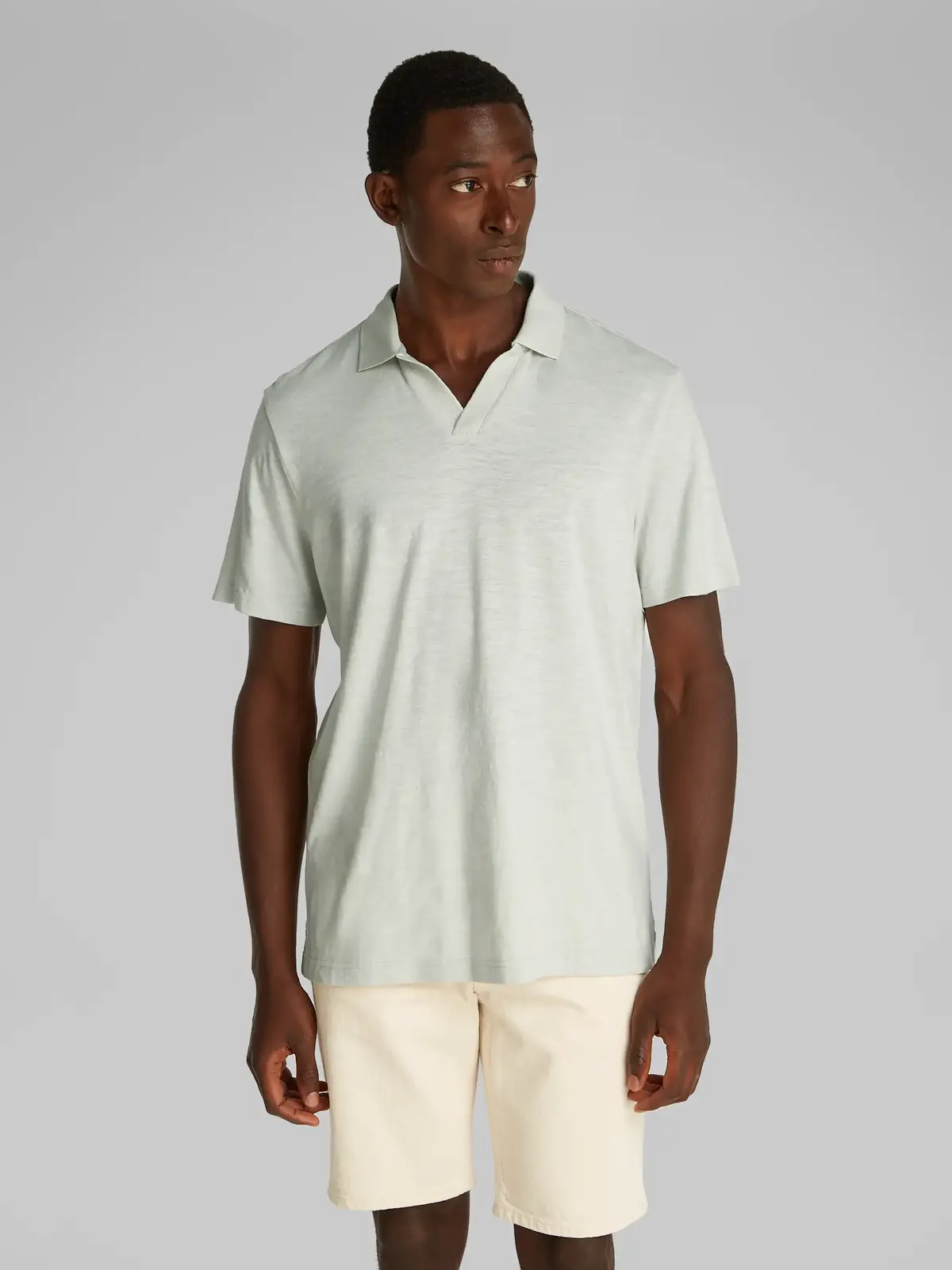 Calvin Klein LINEN COTTON CUBAN Gri Erkek Tişört