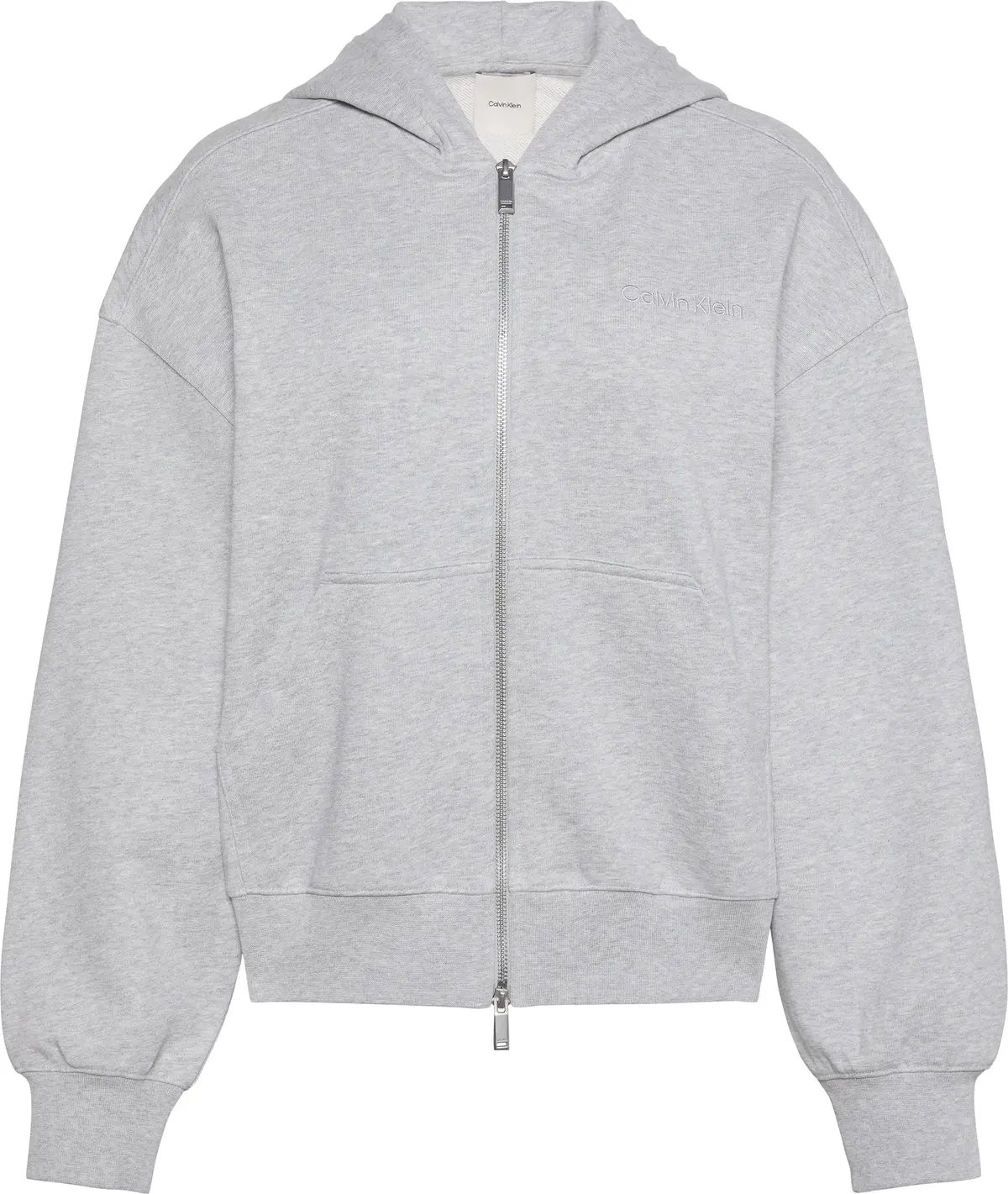 Calvin Klein A- LOGO EMB FRENCH TERRY FZ HOOD Kadın Gri Fermuarlı Sweatshirt