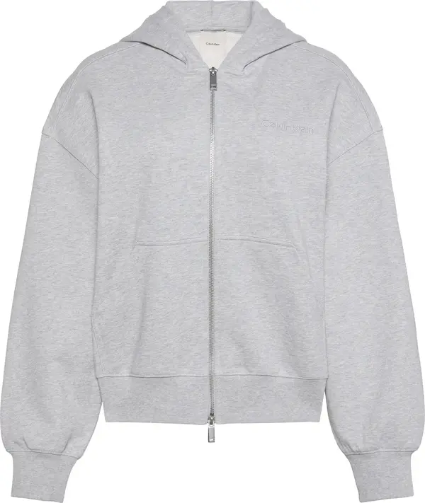 Calvin Klein A- LOGO EMB FRENCH TERRY FZ HOOD Kadın Gri Fermuarlı Sweatshirt