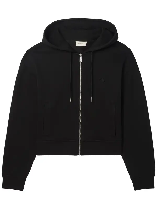 Calvin Klein LS MONOGRAM TERRY CR, UB1 Siyah Kadın Ceket