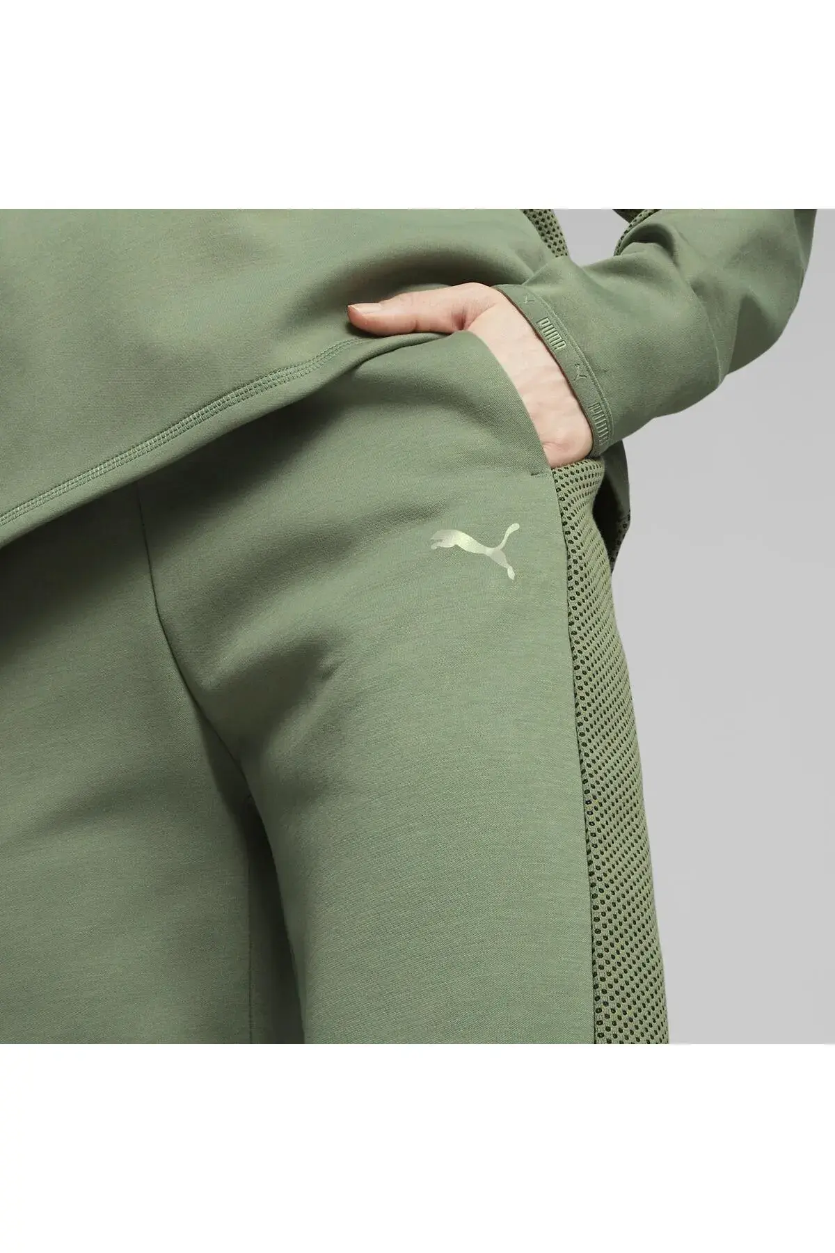 Puma EVOSTRIPE High-Waist Pants Yeşil Kadın Eşofman Altı