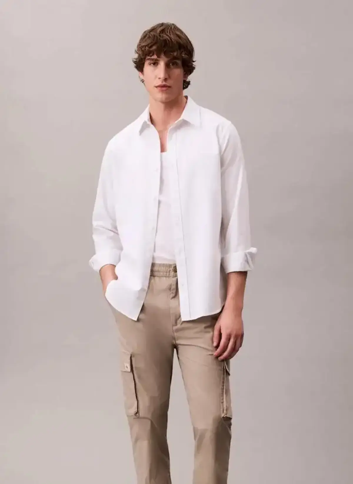 Calvin Klein SKNNY ELSTC RPSTP CR Bej Erkek Pantolon