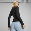 Puma CLASSICS Ribbed Half-Zip Tee Siyah Kadın T-Shirt
