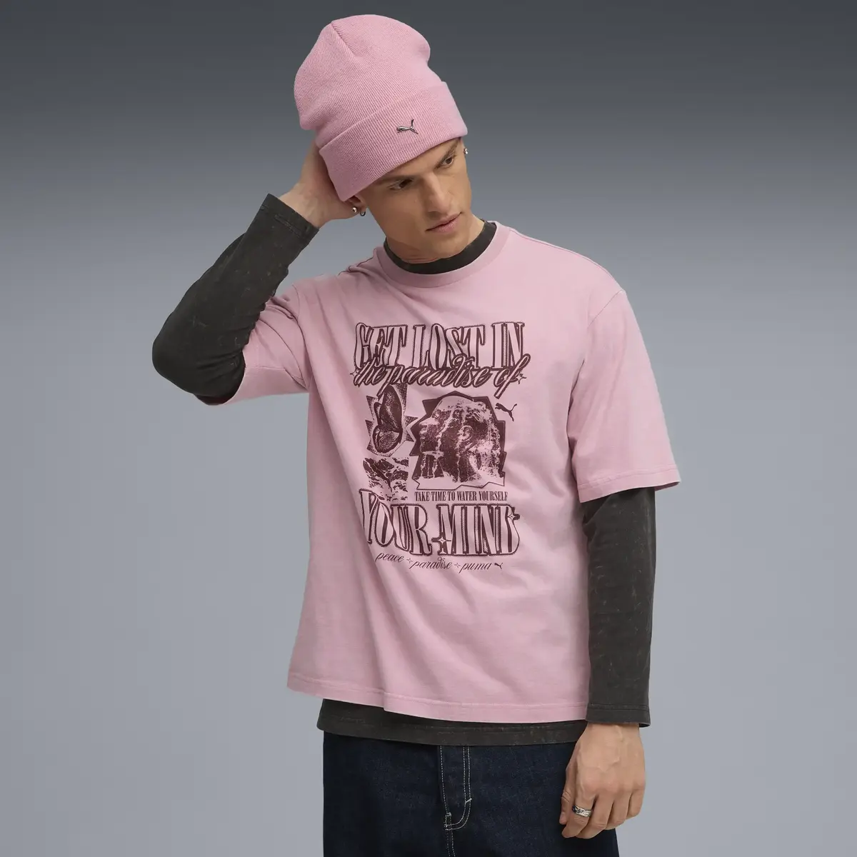 Puma GRAPHIC Tee Pembe Erkek T-Shirt