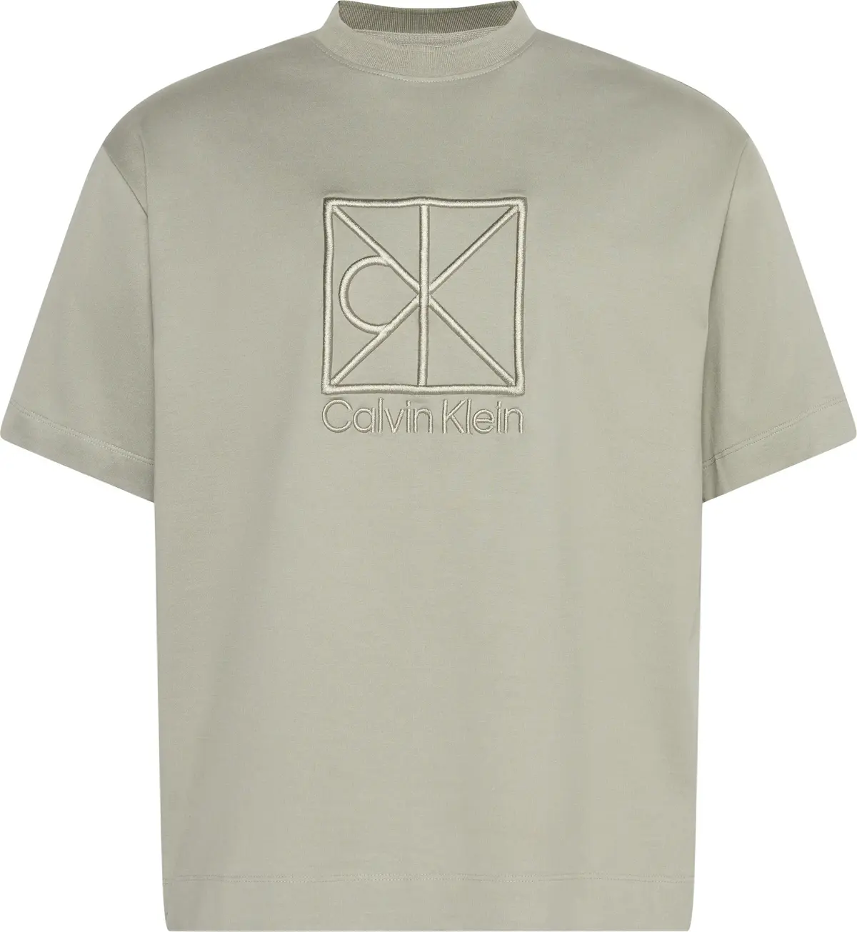 Calvin Klein SS RLXD PREMIUM INTERLOCK EMBLEM Erkek Krem  T-Shirt
