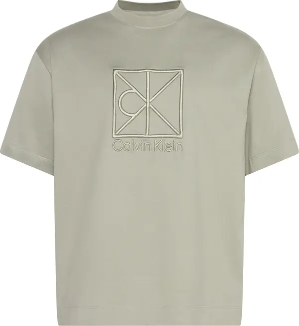 Calvin Klein SS RLXD PREMIUM INTERLOCK EMBLEM Erkek Krem  T-Shirt