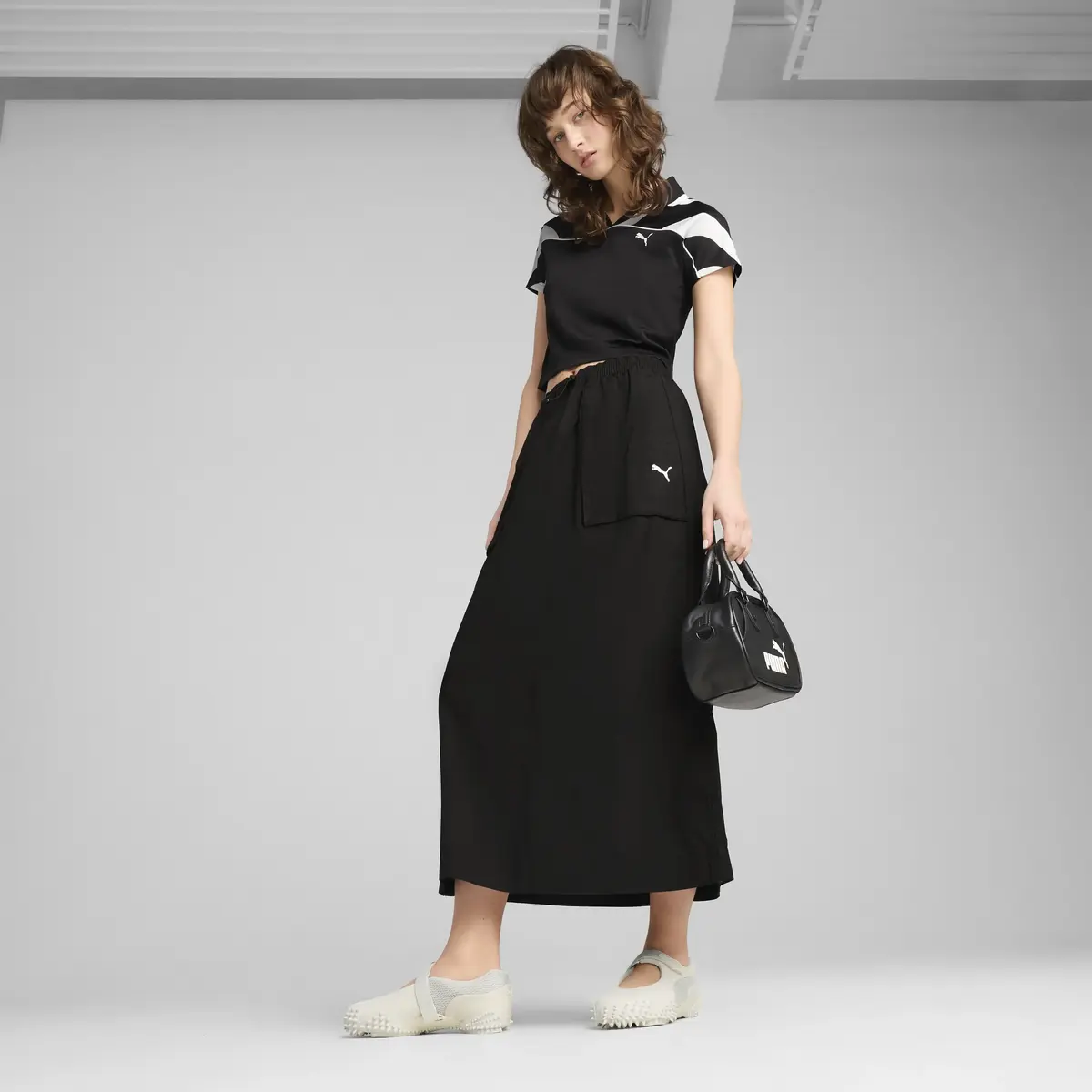 PUMA FUTURE.PUMA.ARCHIVE Jersey Siyah Kadın Crop