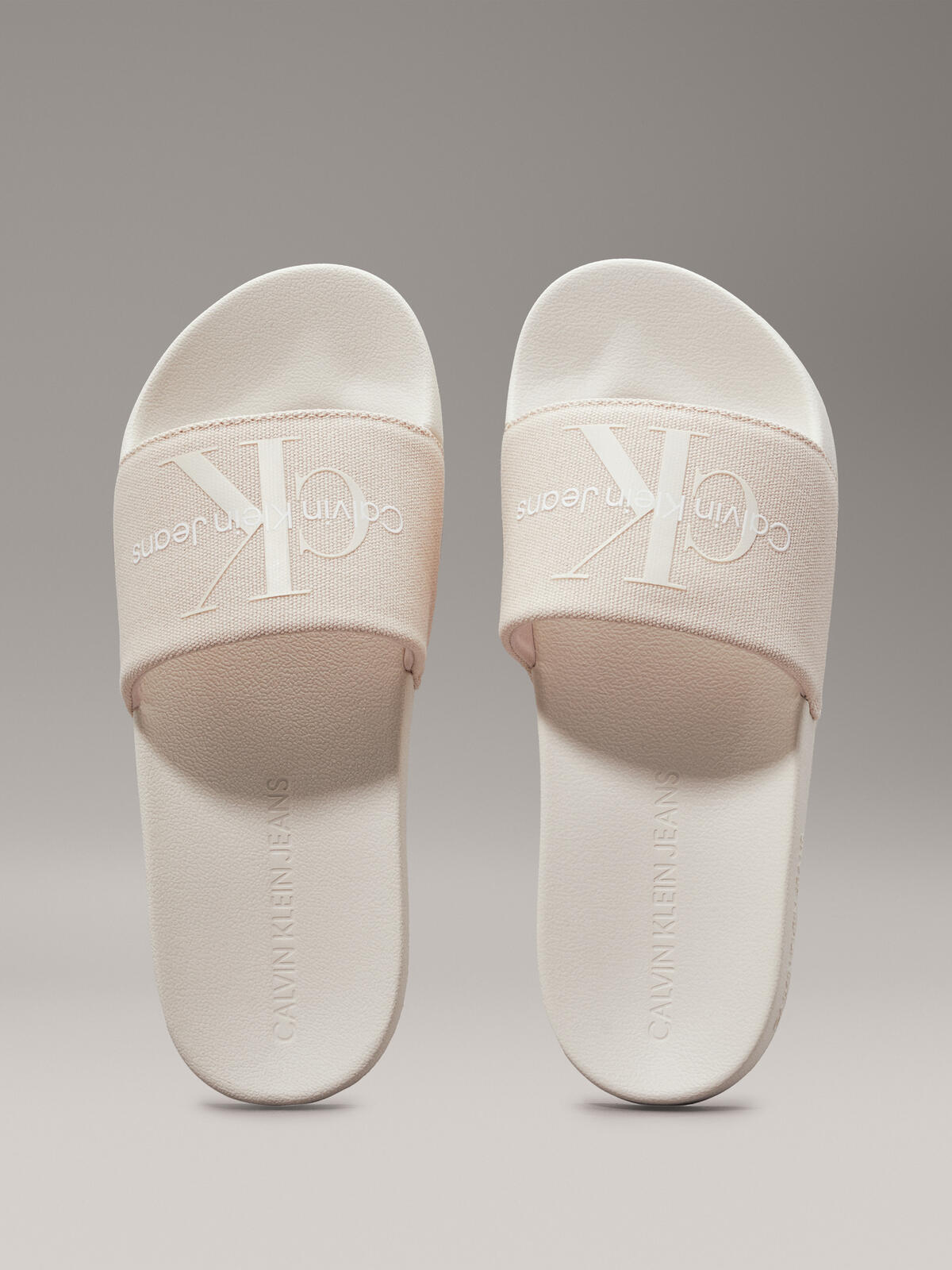 Calvin Klein SLIDE MONOGRAM CO Kadın Bej Terlik