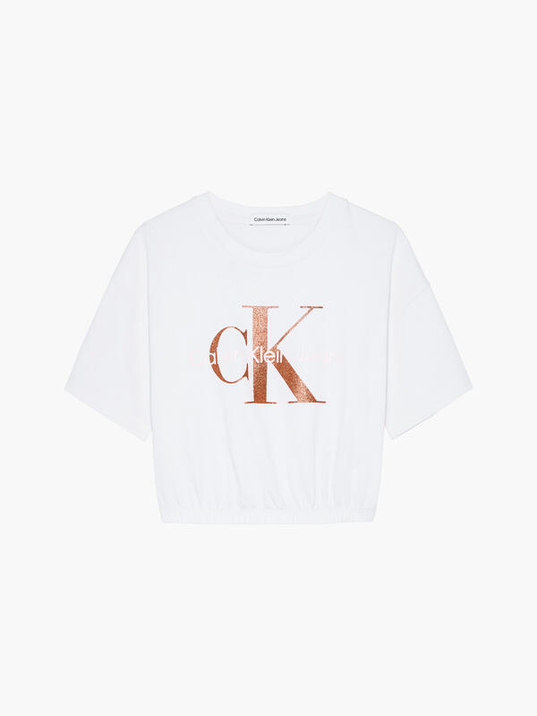 Calvin Klein BRONZE MONOGRAM T-SH Kadın Beyaz T-Shirt