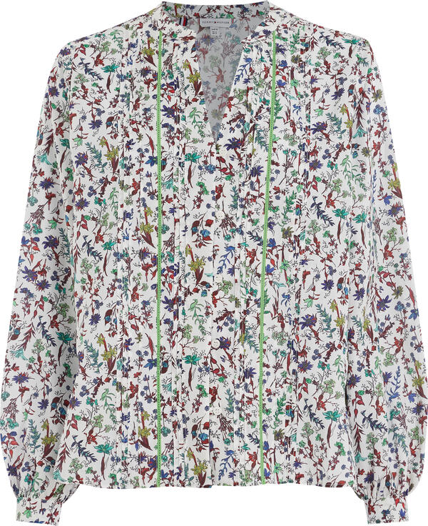 Tommy Hilfiger CO VOILE FLORAL V-NK Kadın Beyaz Gömlek