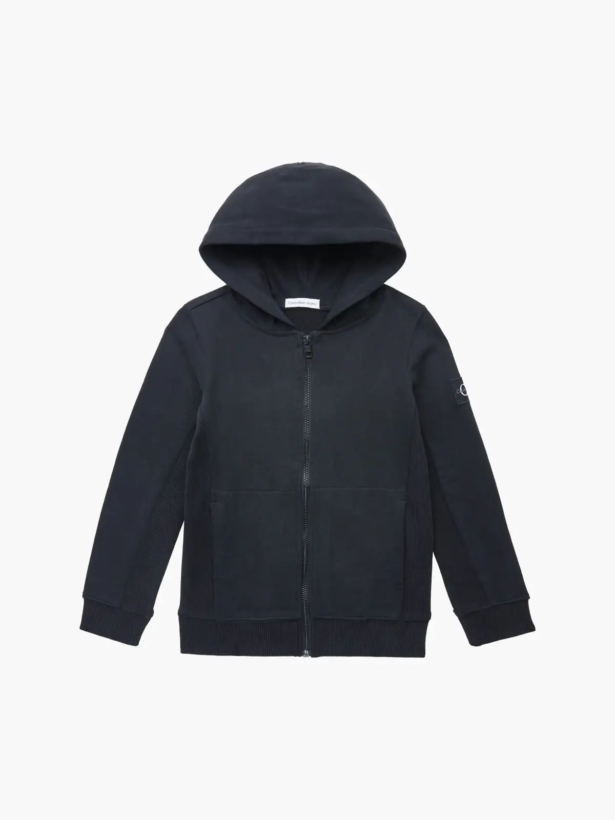 Calvin Klein RIB BLOCKING BADGE Z Erkek Siyah Hoodie