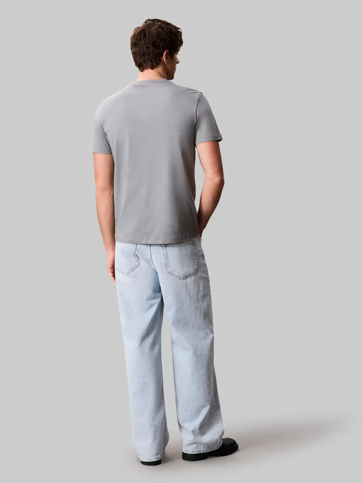 Calvin Klein SS 30S EU CK NY WORD Gri Erkek Tişört