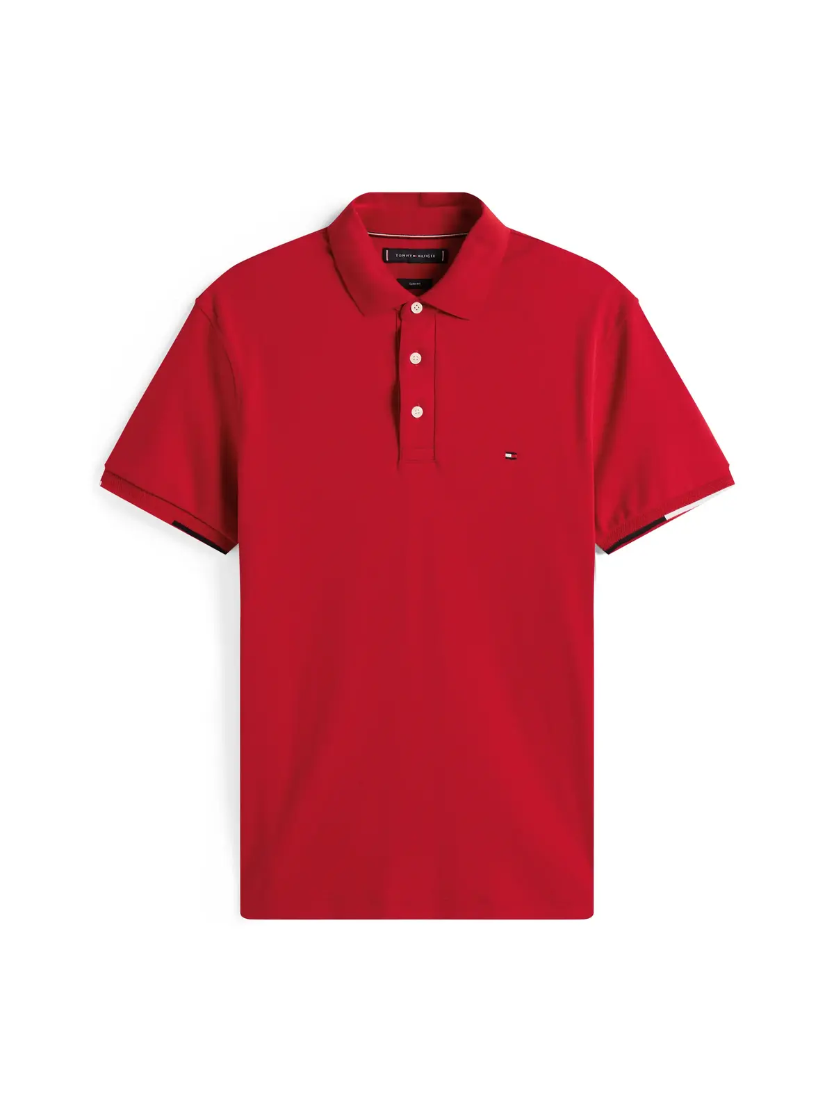 Tommy Hilfiger INTERLOCK FLAGCUFF S, XLD Kırmızı Erkek Polo T-Shirt